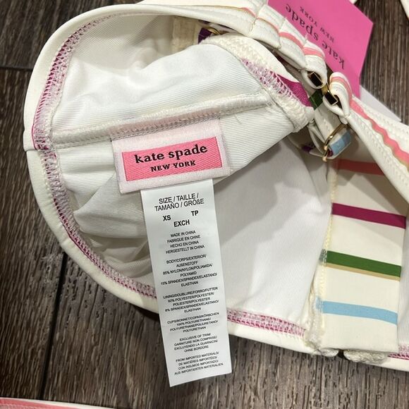 KATE SPADE (NWT) Zip Front Bikini Top & Bottoms, Party Stripe, Size XS - Picture 8 of 10